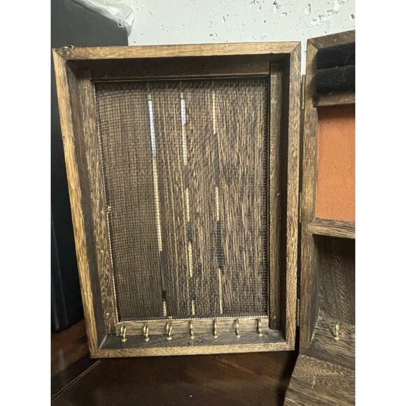 Unbranded Large Brown Wood Jewelry Box Storage Rustic 16X4X12 inches FLAWED - Picture 9 of 9